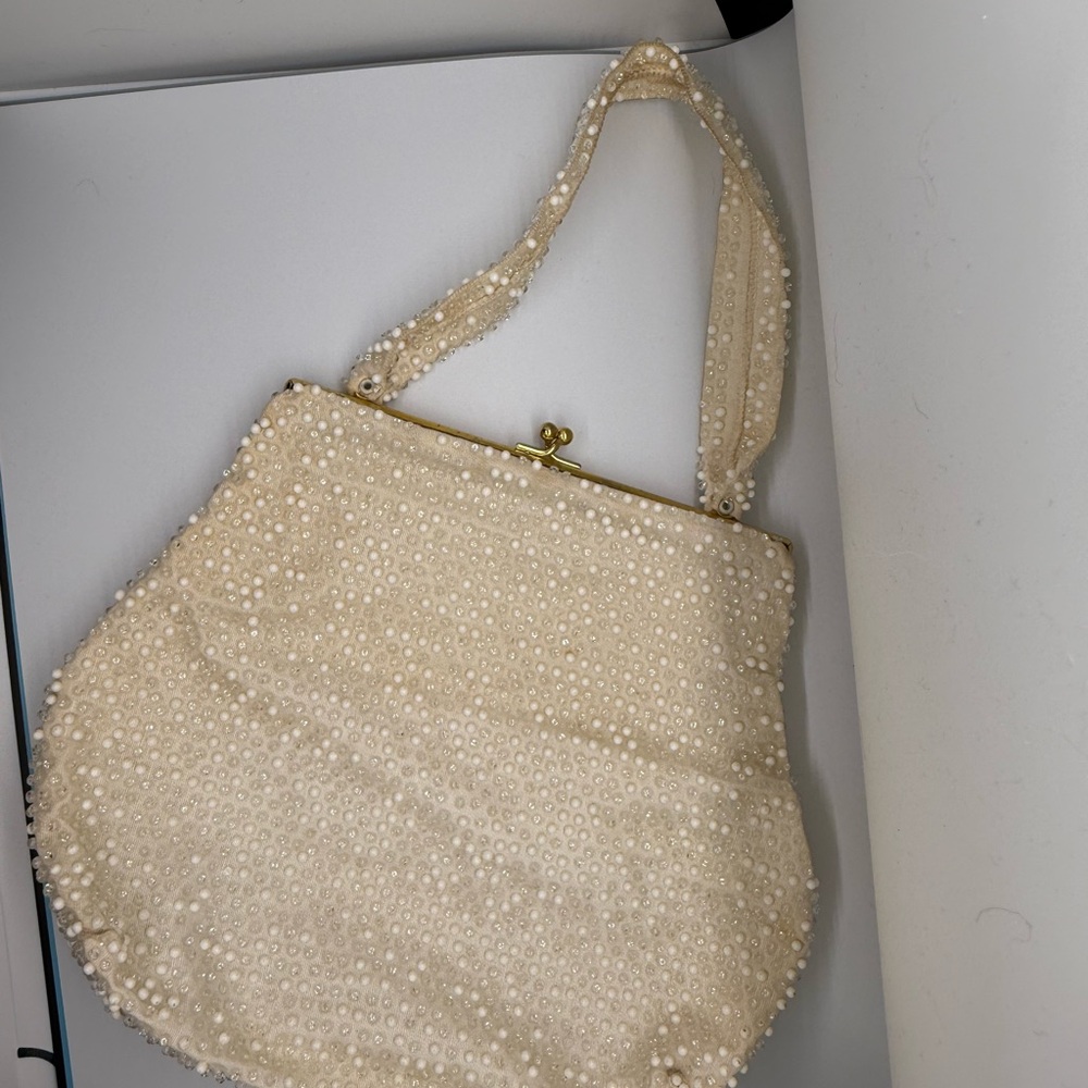 Vintage Elegant Cream Beaded Women's Bag
